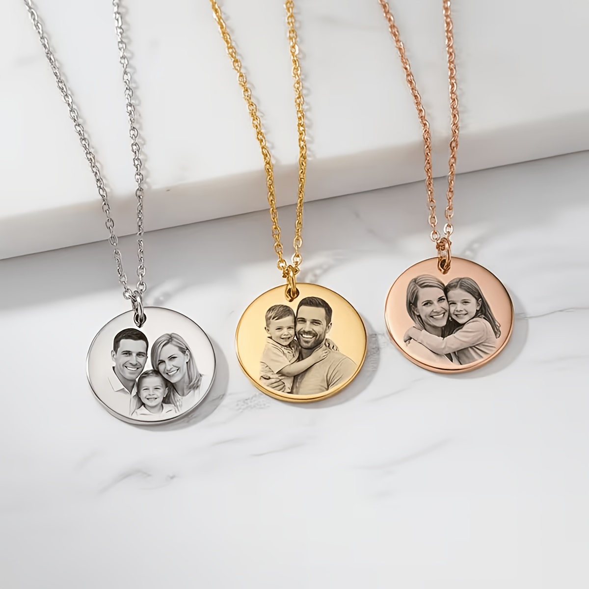 Personalized Custom Round Pendant Necklace in Stainless Steel